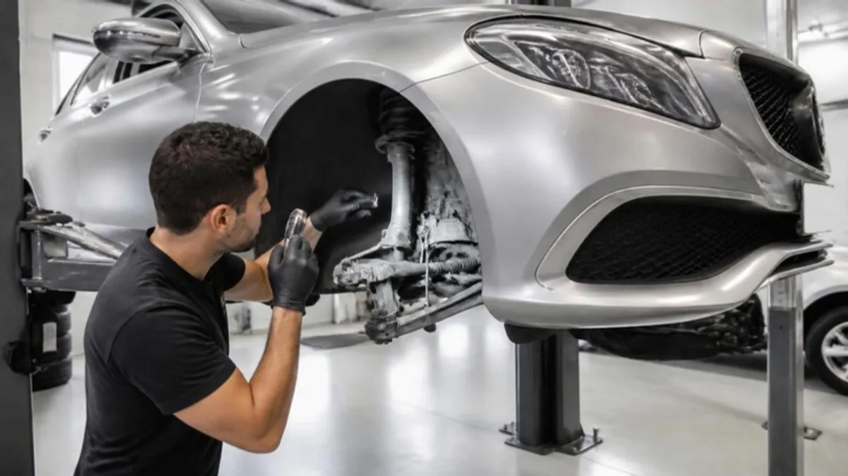 Ремонт передней подвески Mercedes-Benz E-класса на подъёмнике